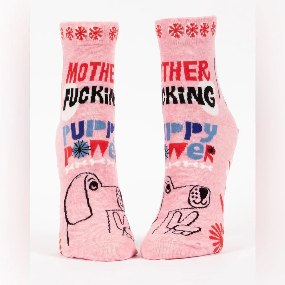 Blue Q MFing Puppy Power Ankle Socks, Women’s